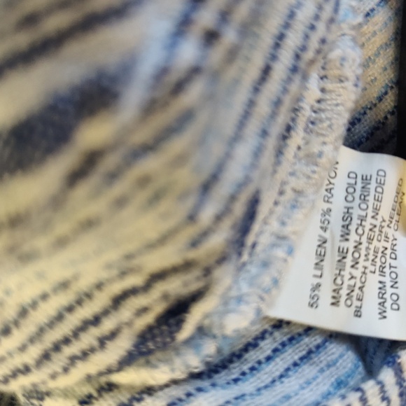 Briggs Women’s Blue/White Striped Gauze Linen Pull On Drawstring Shorts, Size L - Picture 9 of 9